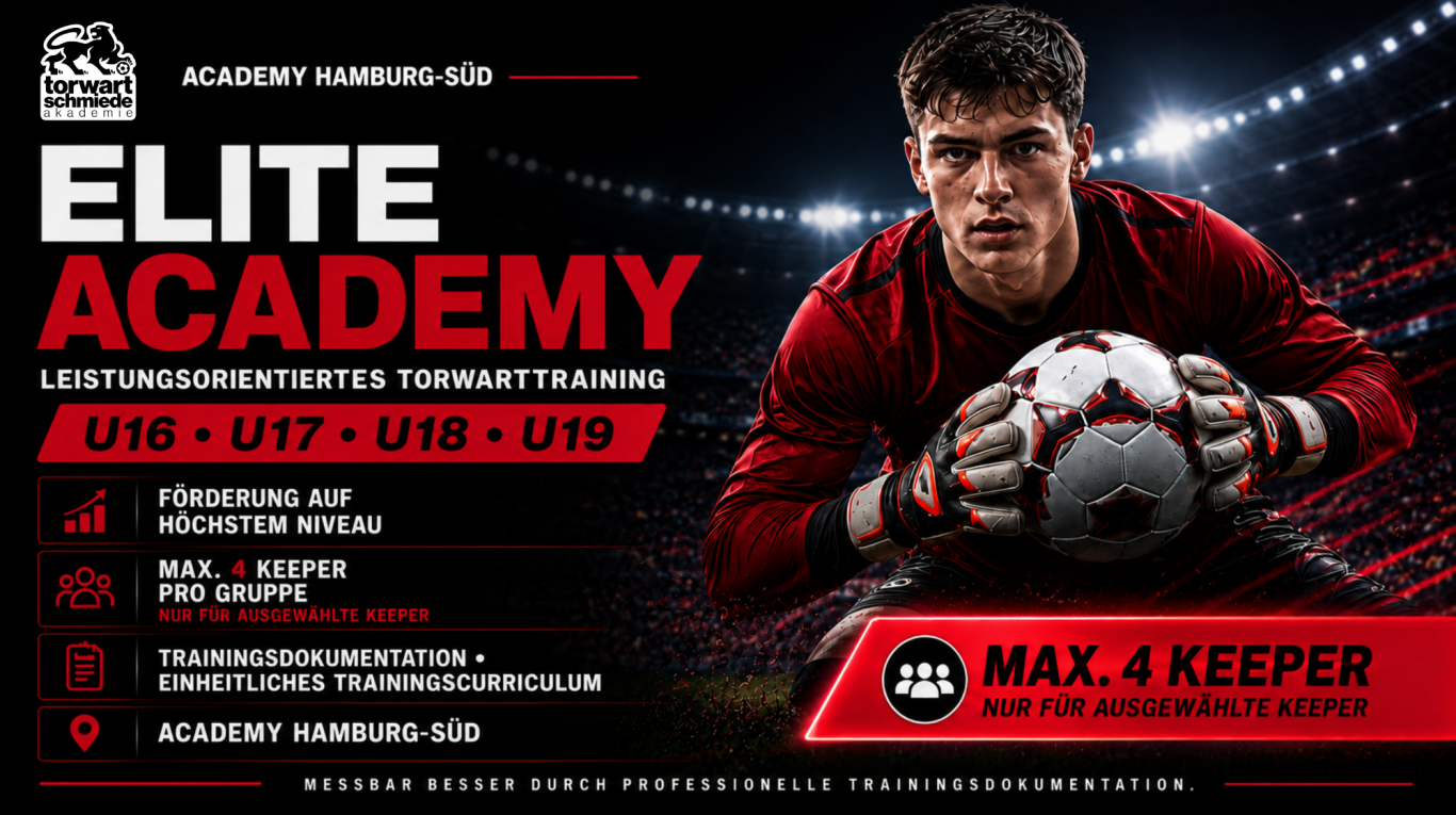 Elite Academy Hamburg Süd – Torwarttraining U16 U17 U18 U19 beim FC Süderelbe Leistungsorientiertes Torwarttraining in Hamburg Süd für U16 U17 U18 und U19 Torhüter in kleinen Gruppen beim FC Süderelbe
